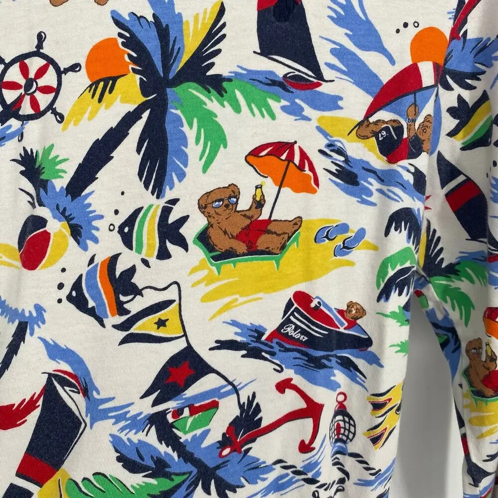 Polo Ralph Lauren Polo Bear Jersey Hooded T-Shirt‎ Boys 14/16 Vacation Nautical